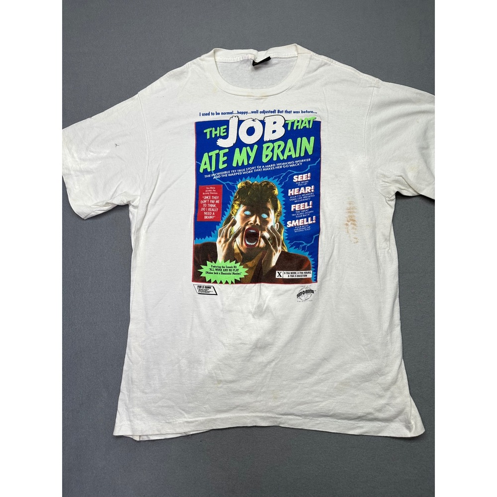 Vintage 1989 Matt Groening The Job That Ate My Brain T-Shirt Changes XL White
